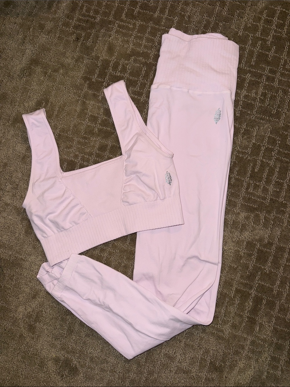 FP Light Pink Women's Seamless Bralette and Legging Set